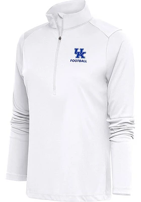 Antigua Kentucky Wildcats Womens White Football Tribute Qtr Zip Pullover