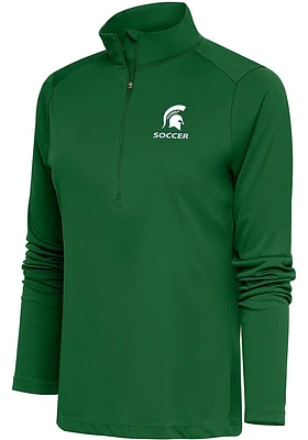 Antigua Michigan State Spartans Womens Soccer Tribute Qtr Zip Pullover