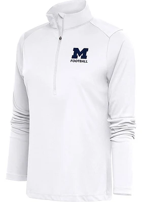 Antigua Michigan Wolverines Womens White Football Tribute Qtr Zip Pullover