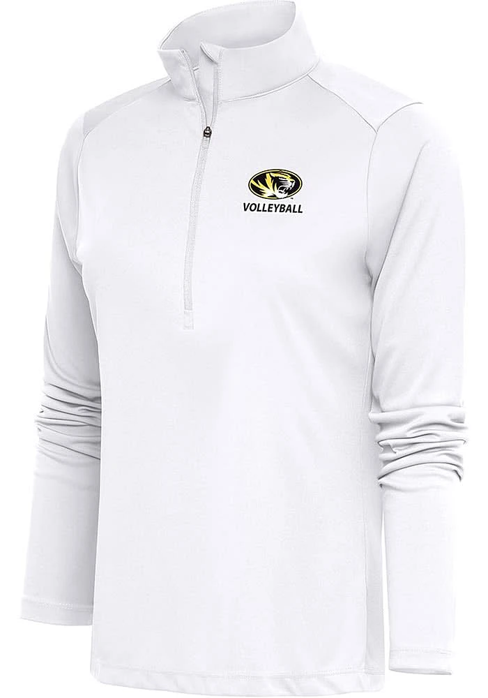 Antigua Missouri Tigers Womens White Volleyball Tribute Qtr Zip Pullover