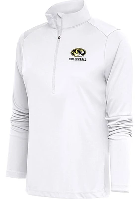 Antigua Missouri Tigers Womens White Volleyball Tribute Qtr Zip Pullover
