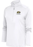 Antigua Missouri Tigers Womens White Volleyball Tribute Qtr Zip Pullover