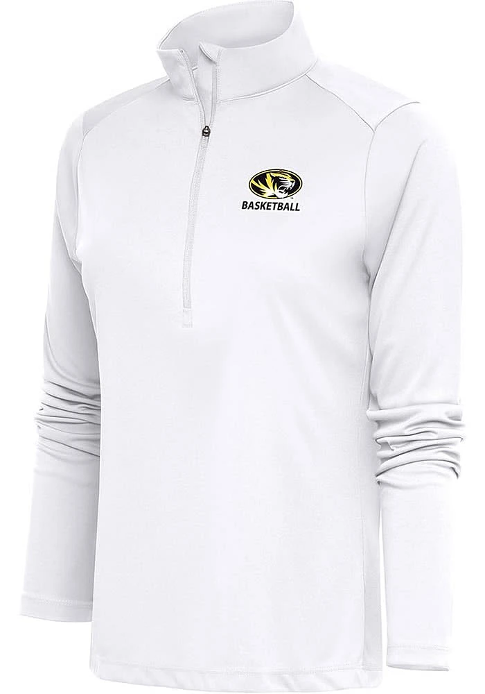 Antigua Missouri Tigers Womens White Basketball Tribute Qtr Zip Pullover