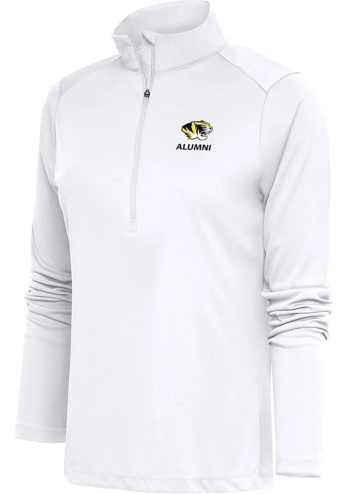 Antigua Missouri Tigers Womens White Alumni Tribute Qtr Zip Pullover