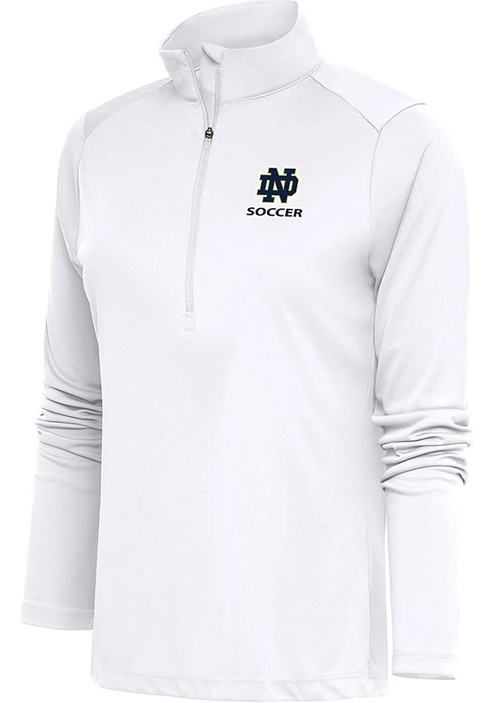 Antigua Notre Dame Fighting Irish Womens White Soccer Tribute Qtr Zip Pullover