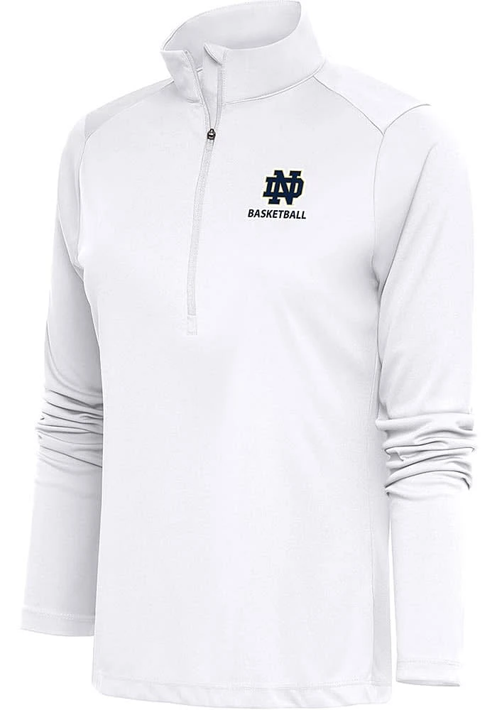 Antigua Notre Dame Fighting Irish Womens White Basketball Tribute Qtr Zip Pullover