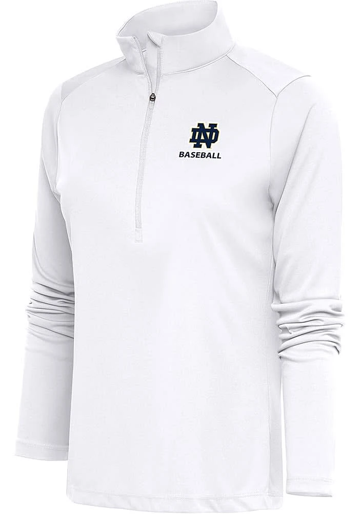 Antigua Notre Dame Fighting Irish Womens White Baseball Tribute Qtr Zip Pullover