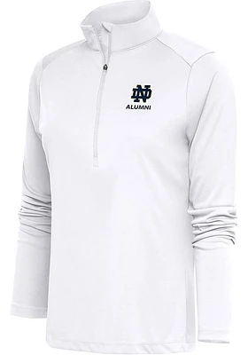 Antigua Notre Dame Fighting Irish Womens White Alumni Tribute Qtr Zip Pullover