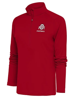 Antigua Ohio State Buckeyes Womens Red Football Tribute Qtr Zip Pullover