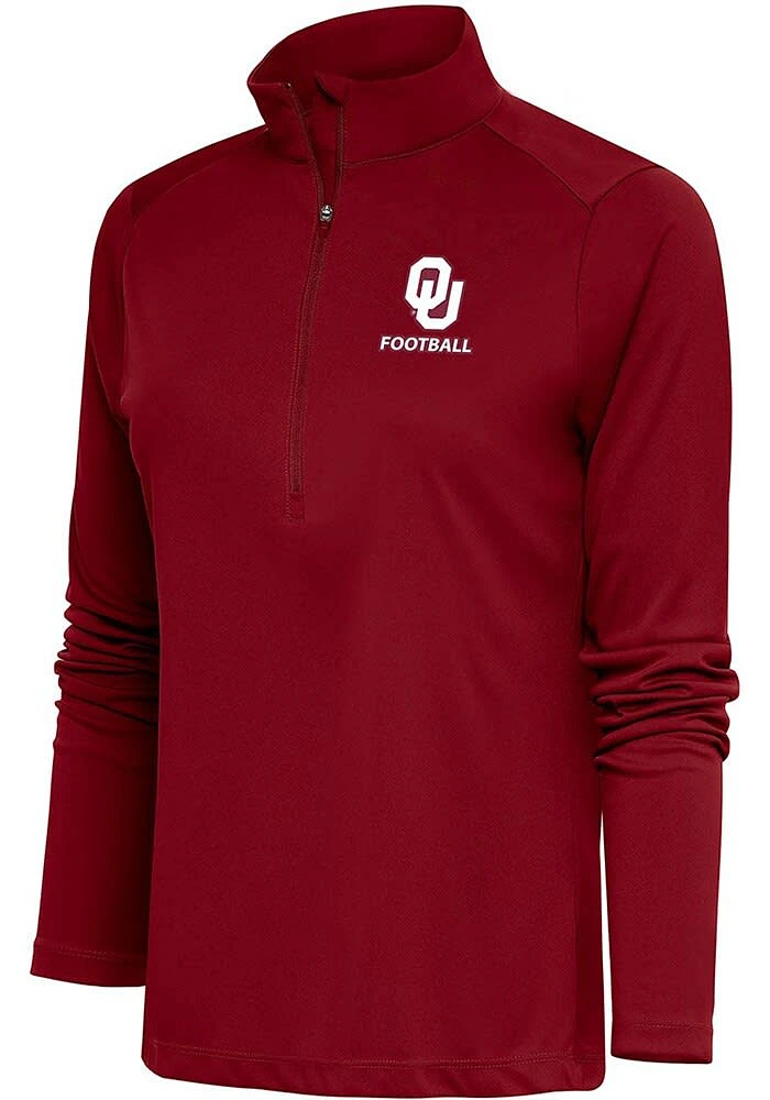 Antigua Oklahoma Sooners Womens Red Football Tribute Qtr Zip Pullover