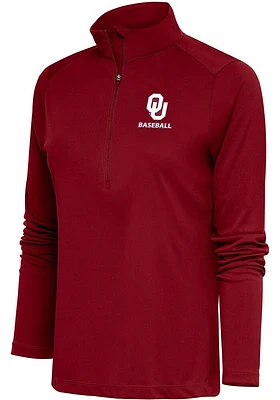Antigua Oklahoma Sooners Womens Baseball Tribute Qtr Zip Pullover