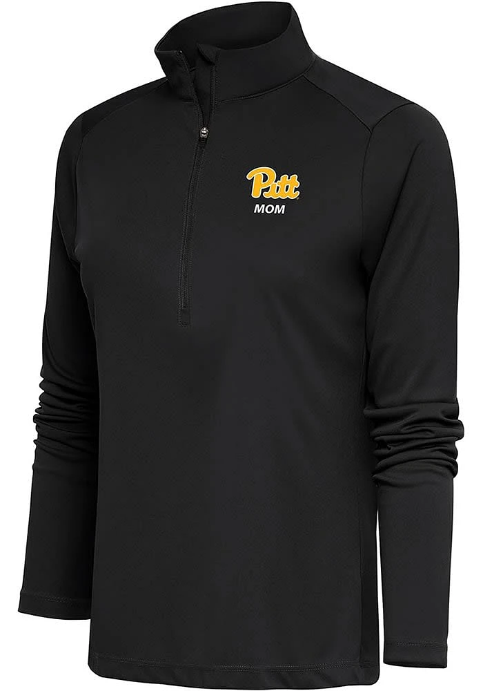 Antigua Pitt Panthers Womens Grey Mom Tribute Qtr Zip Pullover