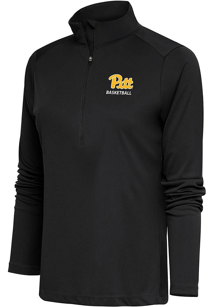 Antigua Pitt Panthers Womens Grey Basketball Tribute Qtr Zip Pullover