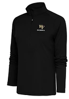Antigua Wake Forest Demon Deacons Womens Black Baseball Tribute Qtr Zip Pullover