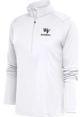 Antigua Wake Forest Demon Deacons Womens White Baseball Tribute Qtr Zip Pullover