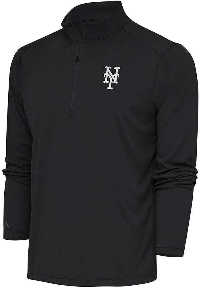 Antigua New York Mets Mens Metallic Logo Tribute Long Sleeve Qtr Zip Pullover