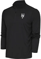 Antigua New York Mets Mens Metallic Logo Tribute Long Sleeve Qtr Zip Pullover