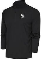 Antigua San Francisco Giants Mens Metallic Logo Tribute Long Sleeve Qtr Zip Pullover