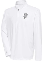 Antigua San Francisco Giants Mens Metallic Logo Tribute Long Sleeve Qtr Zip Pullover