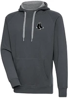 Antigua Boston Red Sox Mens Charcoal Metallic Logo Victory Long Sleeve Hoodie