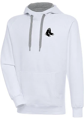 Antigua Boston Red Sox Mens White Metallic Logo Victory Long Sleeve Hoodie
