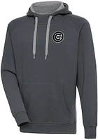 Antigua Chicago Cubs Mens Charcoal Metallic Logo Victory Long Sleeve Hoodie