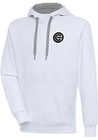 Antigua Chicago Cubs Mens Metallic Logo Victory Long Sleeve Hoodie