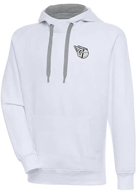 Antigua Cleveland Guardians Mens White Metallic Logo Victory Long Sleeve Hoodie