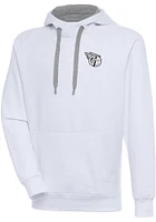Antigua Cleveland Guardians Mens White Metallic Logo Victory Long Sleeve Hoodie