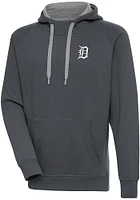 Antigua Detroit Tigers Mens Charcoal Metallic Logo Victory Long Sleeve Hoodie
