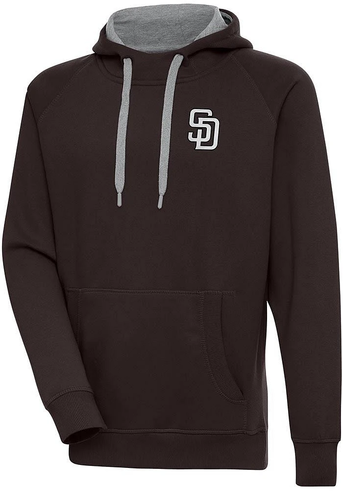 Antigua San Diego Padres Mens Metallic Logo Victory Long Sleeve Hoodie