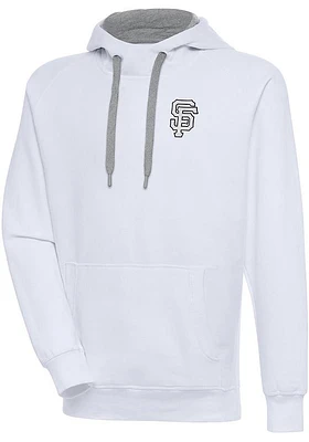 Antigua San Francisco Giants Mens White Metallic Logo Victory Long Sleeve Hoodie