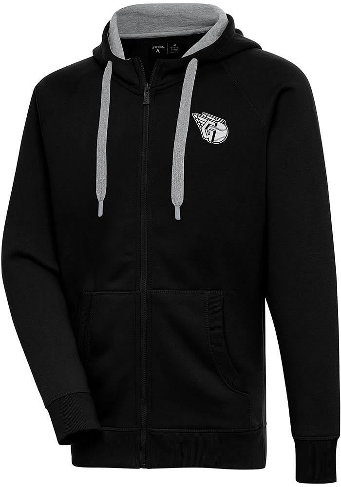 Antigua Cleveland Guardians Mens Black Metallic Logo Victory Long Sleeve Full Zip Jacket