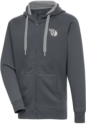 Antigua Cleveland Guardians Mens Charcoal Metallic Logo Victory Long Sleeve Full Zip Jacket