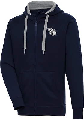 Antigua Cleveland Guardians Mens Navy Blue Metallic Logo Victory Long Sleeve Full Zip Jacket