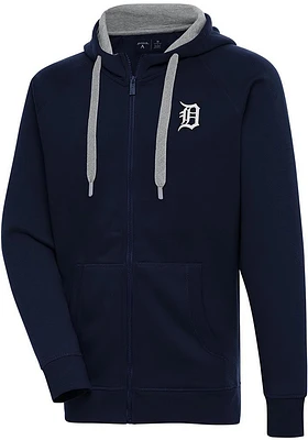 Antigua Detroit Tigers Mens Navy Blue Metallic Logo Victory Long Sleeve Full Zip Jacket