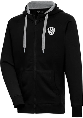 Antigua Milwaukee Brewers Mens Metallic Logo Victory Long Sleeve Full Zip Jacket