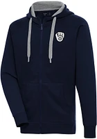 Antigua Milwaukee Brewers Mens Navy Blue Metallic Logo Victory Long Sleeve Full Zip Jacket