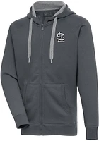 Antigua St Louis Cardinals Mens Charcoal Metallic Logo Victory Long Sleeve Full Zip Jacket