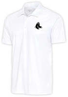 Antigua Boston Red Sox Mens White Metallic Logo Tribute Short Sleeve Polo