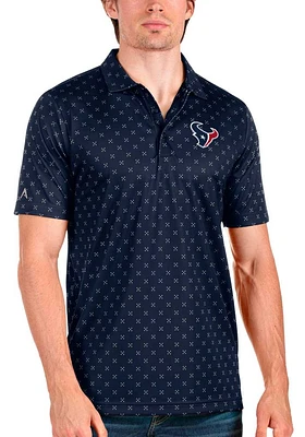 Antigua Houston Texans Mens Navy Blue Spark Short Sleeve Polo