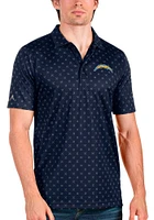 Antigua Los Angeles Chargers Mens Navy Blue Spark Short Sleeve Polo