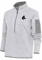Antigua Boston Red Sox Womens Grey Metallic Logo Fortune Qtr Zip