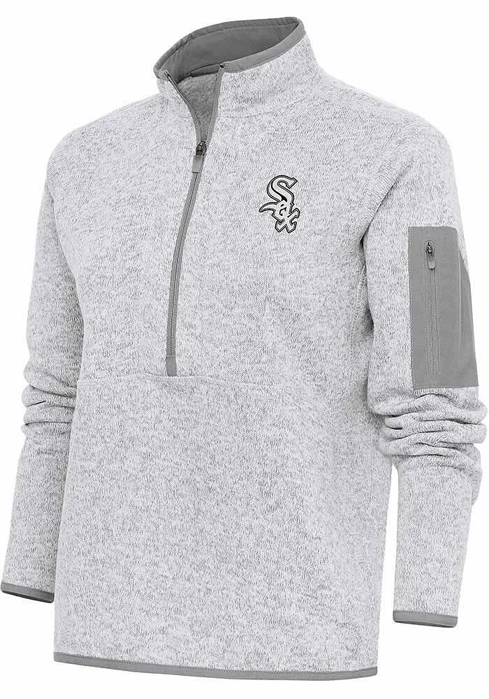 Antigua Chicago White Sox Womens Grey Metallic Logo Fortune Qtr Zip