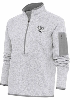 Antigua Cleveland Guardians Womens Grey Metallic Logo Fortune Qtr Zip