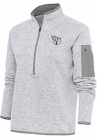 Antigua Cleveland Guardians Womens Grey Metallic Logo Fortune Qtr Zip