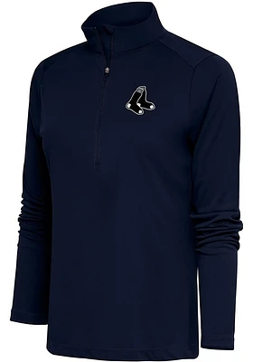 Antigua Boston Red Sox Womens Navy Blue Metallic Logo Tribute Qtr Zip Pullover