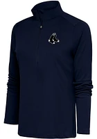 Antigua Boston Red Sox Womens Navy Blue Metallic Logo Tribute Qtr Zip Pullover