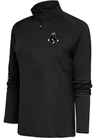 Antigua Boston Red Sox Womens Metallic Logo Tribute Qtr Zip Pullover