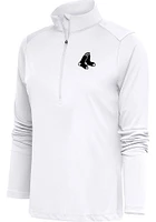 Antigua Boston Red Sox Womens White Metallic Logo Tribute Qtr Zip Pullover
